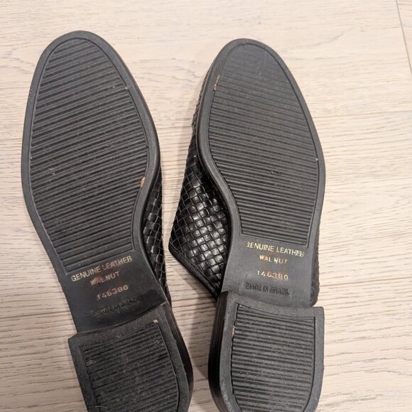 Black Leather Woven Mules Size 7.5 - Picture 3 of 3